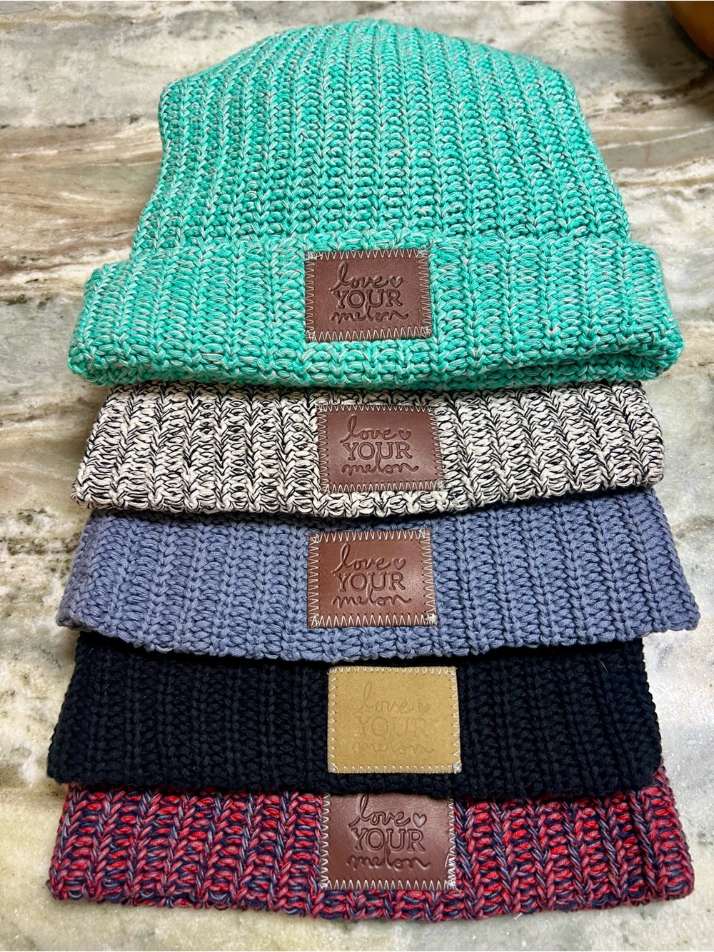 Love Your Melon Kids Beanie Set - Mint, Cream, Blue, Black, Red Mix